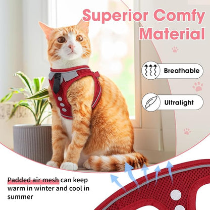 Cat Harness and Leash Set for Walking Escape Proof, Soft Adjustable Kitten - Image 4