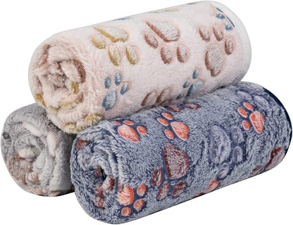 Dono 1 Pack 3 Dog Blankets, Soft Fluffy Fleece Pet Blanket Warm Sleep Mat Paw - Image 3
