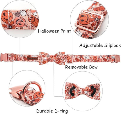 Halloween Dog Collar, Pet Collar Dog Bow Pumpkin Girl Boy Holiday Pet Collar - Image 2