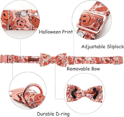 Halloween Dog Collar, Pet Collar Bow Pumpkin Pet Collar Girl Boy Holiday Pet - Image 2
