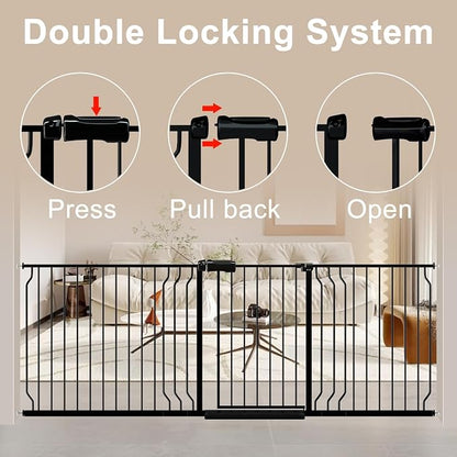 WAOWAO Baby Gate 62.20-71.26" Extra Wide Pressure Mounted Walk Through Swing - Image 3
