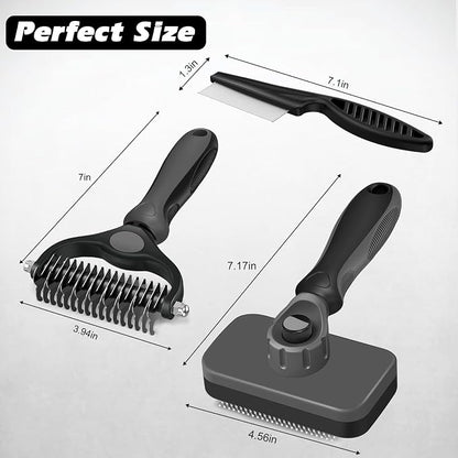 3PCS Self Cleaning Slicker Brush & Pet Grooming Rake & Flea Comb - Image 7