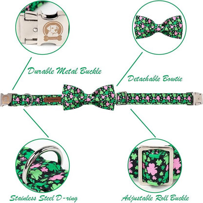 MR. CHUBBYFACE St.Patrick's Pink Green Clover Dog Collar - Image 2