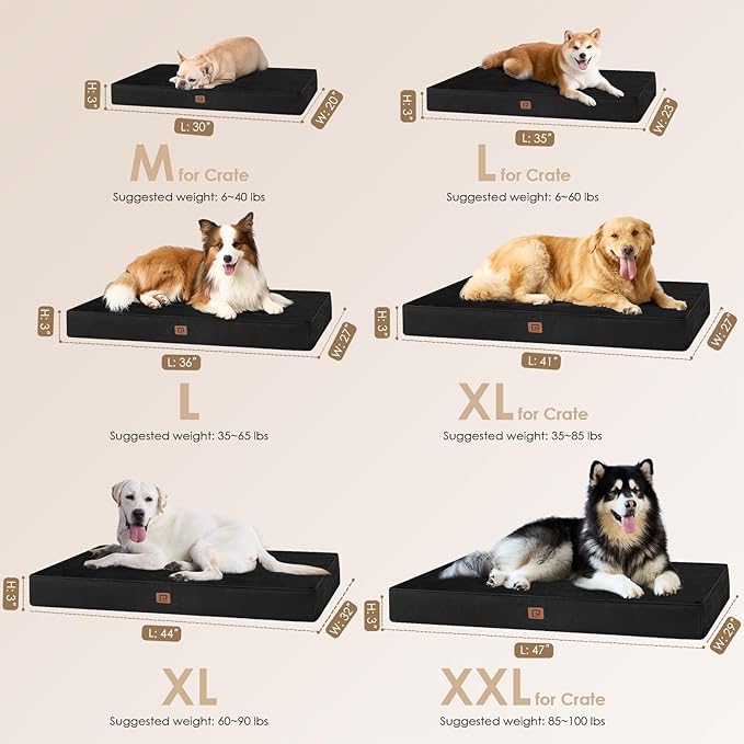 EHEYCIGA Waterproof Dog Bed Orthopedic 35"x23", Memory Foam Pet Bed - Image 3
