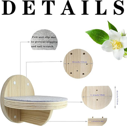 2 PCS Cat Climbing Shelf Wall Mounted, Cat Wall Shelves, Wooden Climbing Steps - Image 2