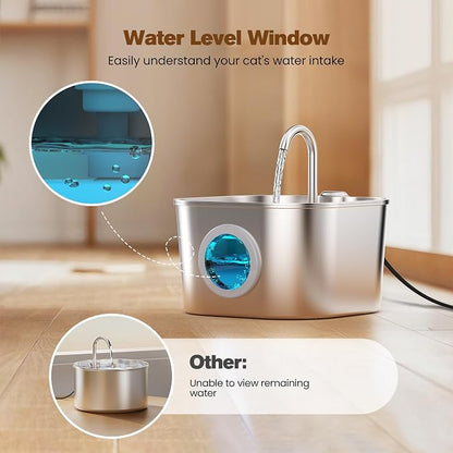 Stainless Steel Cat Water Fountain: 108oz/3.2L Pet Water Fountains Cat Watering - Image 7