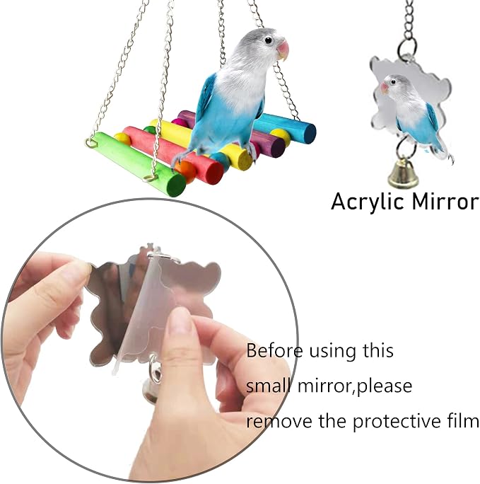 Bird Parakeet Cockatiel Toys, ESRISE Birds Cage Accessories Swing Climbing - Image 6
