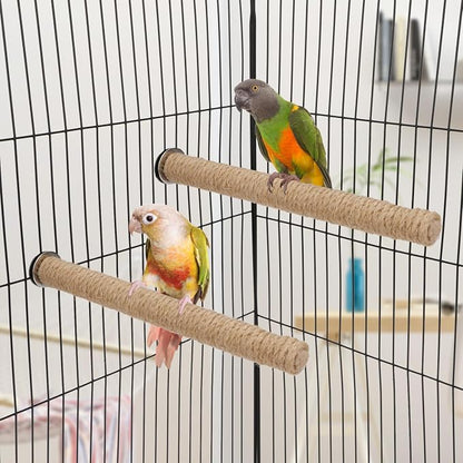 Hypeety Bird Perch Stand Natural Wood Parrot Hemp Rope Perch Birdcage - Image 6