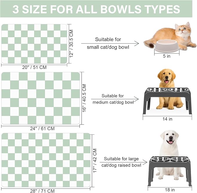 Checkered Dog Cat Feeding Mat, Absorbent Pet Feeding Mat - Image 4