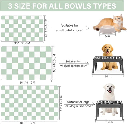Pet Feeding Mat, Checkered Cat Bowl Mats, Quick Dry Dog Water Dispenser Mats - Image 3