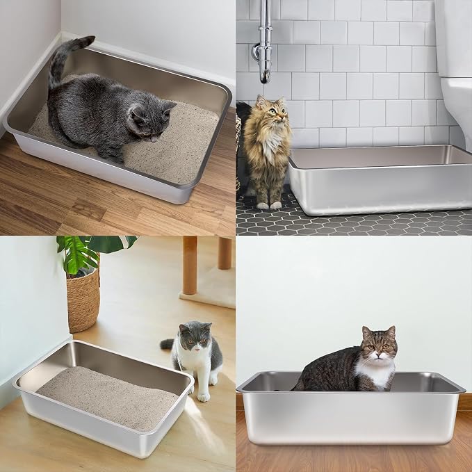 Stainless Steel Litter Box 2 Pack, 23.6“x15.7"x6" Deep Stainless Steel Cat - Image 8
