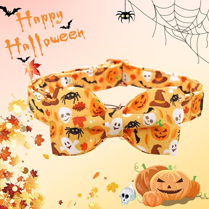 Halloween Dog Collar, Pet Collar Bow Fall Pet Collar Girl Boy Holiday Pet - Image 3