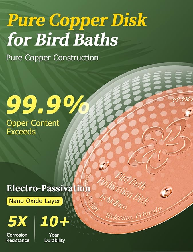 Mellbree Bird Bath Copper Disk, 0.6mm Reinforced 99.99% Pure Copper Cleaning - Image 4