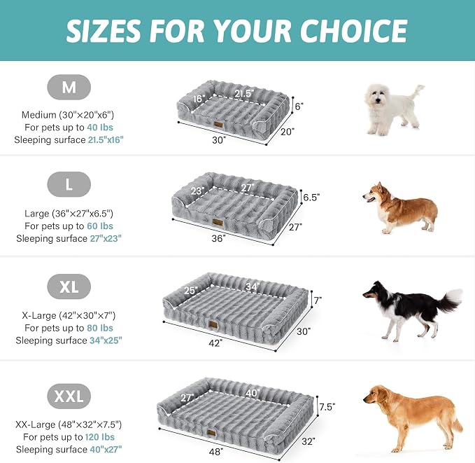 Faux Fur Orthopedic Dog Bed, Extra Large Dog Bed, Supportive Foam Pet Sofa - Image 3