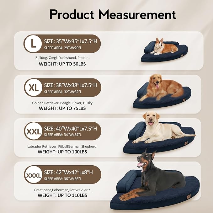 Large Orthopedic Dog Bed with Sides XXL Dog Beds with Removable Washable Cover - Image 6