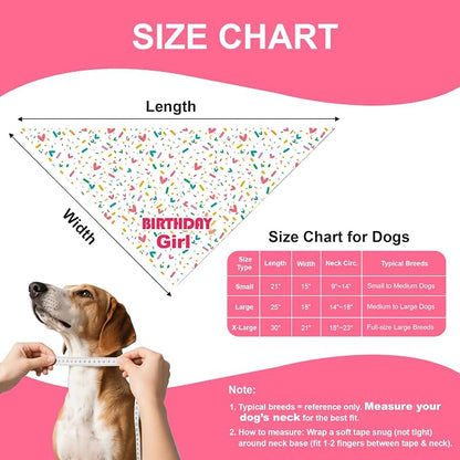Dog Birthday Bandana Girl for Small Dogs, Reversible 2 Patterns in 1, Puppy - Image 4