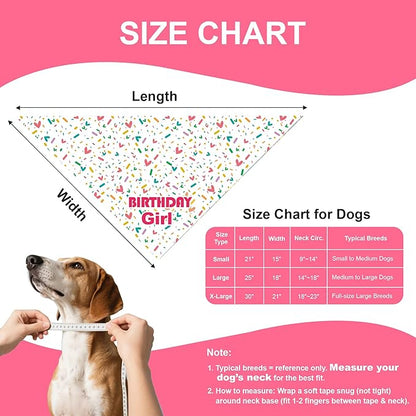 Dog Birthday Bandana Girl for Large to X-Large Dogs, Reversible 2 Patterns in 1 - Image 4