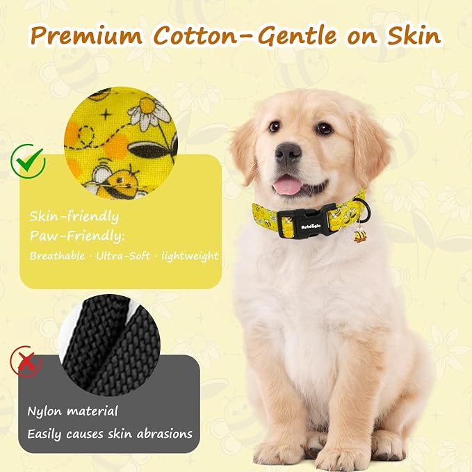 Yellow Dog Collar for Extra Small Dogs, Spring & Summer Theme Small Dog Collars - Image 5