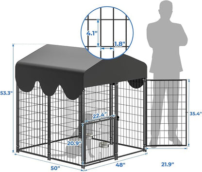 4x4x4.5ft Outdoor Dog Kennel, Metal Heavy Duty Dog Run - Image 3