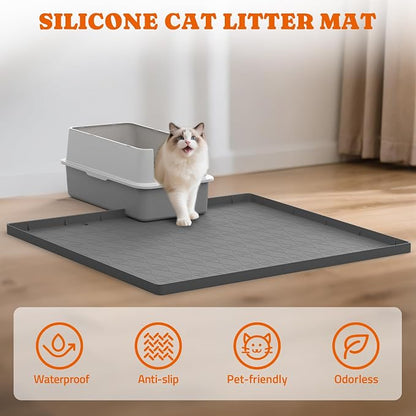 Pawtners Cat Litter Mat, Large 34" x 22" Litter Box Mat, Non-Slip Kitty Litter - Image 2