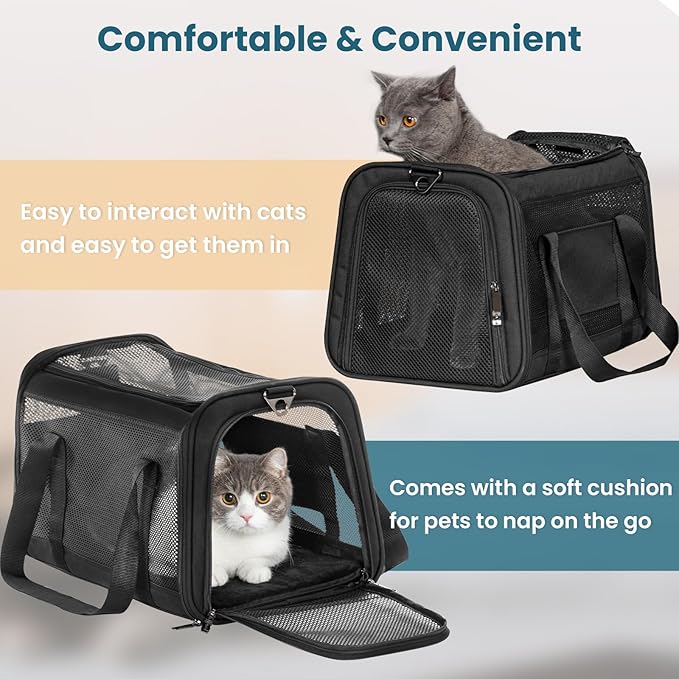 19 x 12 x 12 Large Cat Car Carrier – Roomy Escape-Proof Cat Car Seat - Image 6