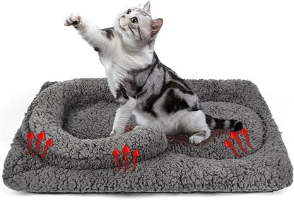 Self Warming Cat Bed Mat with U-Shaped Pillow -24"x18" Soft Thickened Thermal by TailTastic