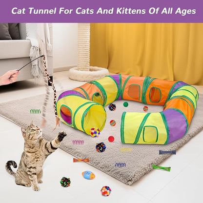 Retro Shaw 25Pcs Cat Toys with Kitten Tunnels, Interactive Kitty Toys - Image 6