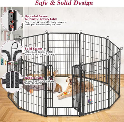 Dog Playpen 40 inch Dog Fence for Outdoor Indoor Use Heavy Duty Metal Dog Pen - Image 3