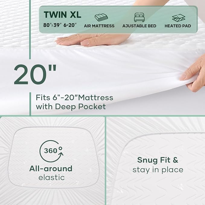 OhGeni 100% Waterproof Mattress Protector, Twin XL Size Mattress Soft Pad - Image 5