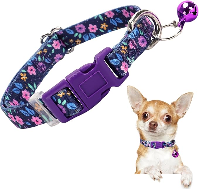 Cute Puppy Collar with Bell-Nylon Dog Collar by ONEFOJOJO