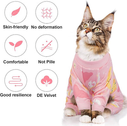 QBLEEV Cat Onesie for Cats After Surgery, Sticky Hair Cat Pajamas for Cats Only - Image 2