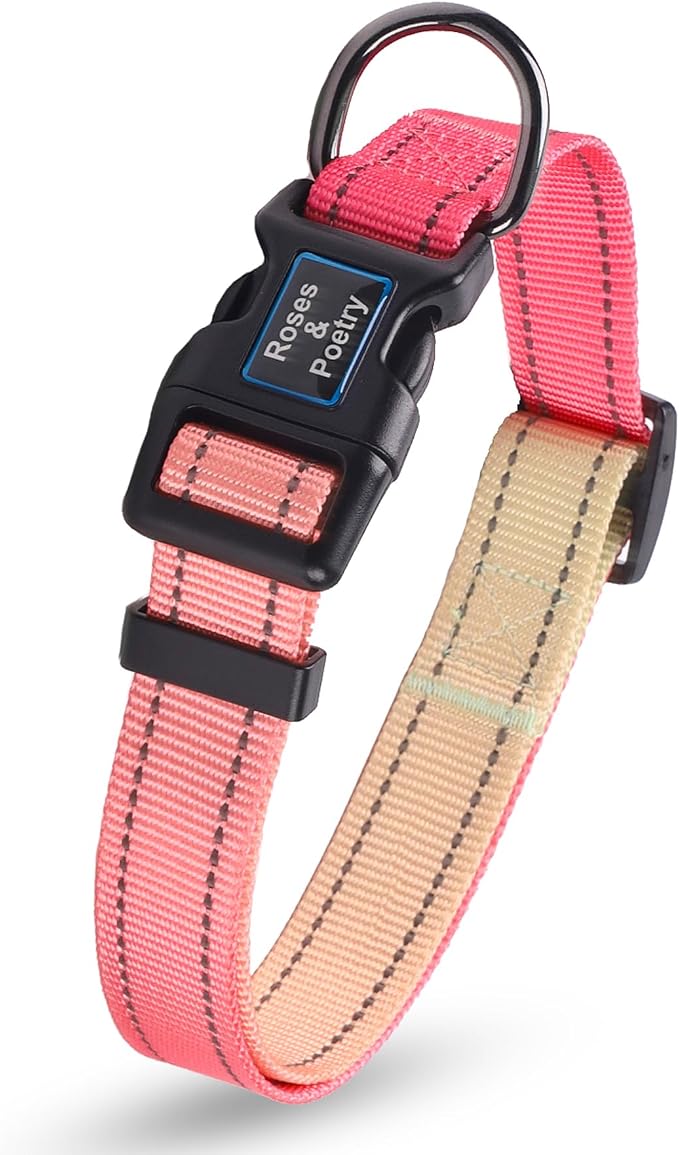 Roses&Poetry Medium Dog Collar, Reflective, Adjustable, Durable Polyester by RosesPoetry