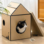 Cardboard Cat House with Scratch Pad & Catnip, Cat Play Scratching House by Conlun