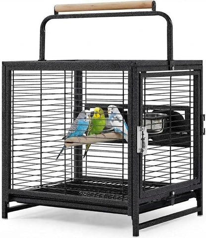 Bird Travel Carrier Cage, 19Inch Wrought Iron Small Bird Cage by Unknown