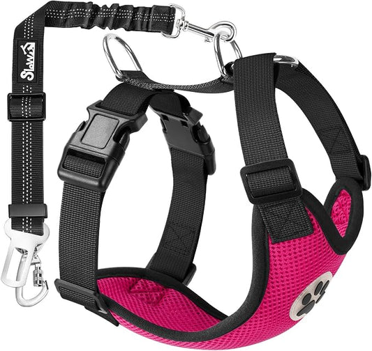 SlowTon Dog Seat Belt Harness for Car, Dog Car Harness Adjustable Mesh by SlowTon