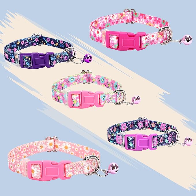 Pink Small Dog Collar with Bell -Nylon Collar - Image 6