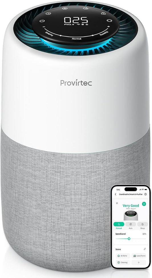 Air Purifier with PM2.5 Real-Time Display & Air Quality Monitor, All-in-One by Provirtec