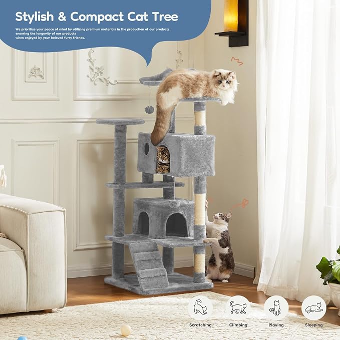 DUMOS 54-inch Indoor Cat Tree Tower –Multi-Level Pet House - Image 3