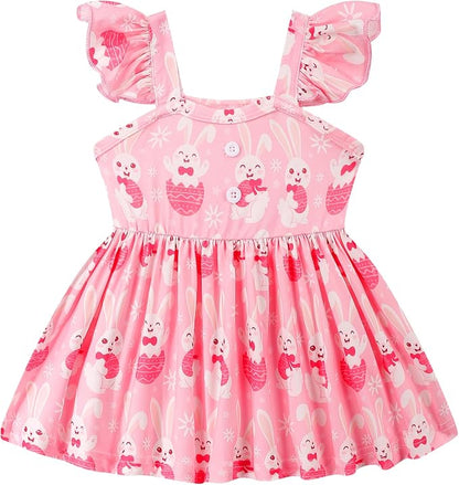 Toddler Baby Girls Summer Clothes Outfits Ruffled Sleeve Dinosaur Shirt Leopard - Image 3