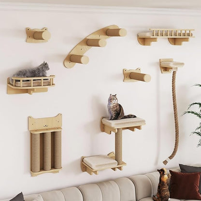 BYBYME Cat Climbing Wall Set Made of Natural Wood, Kitten Platform, 100CM Sisal by BYBYME