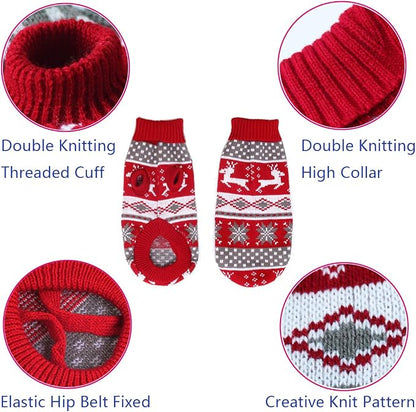 Vehomy Dog Christmas Sweaters Pet Winter Knitwear Xmas Clothes Classic Warm - Image 2