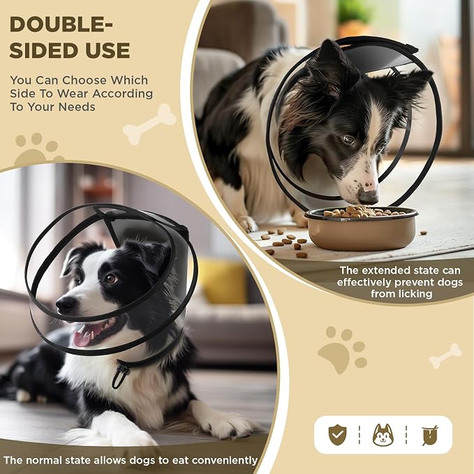 Dog Cone Collar for After Surgery, Transparent Dog Cones Alternative for Small - Image 4