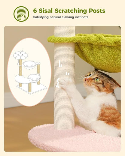Flower Cat Tree with 2 Large Hammocks, 37.4" Small Cat Tower - Image 5
