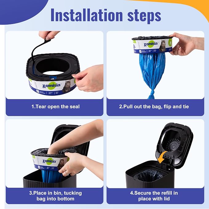 4 Pack Cat Litter Refill Bags, Non-See-Through Jumbo 120FT Cartridge Refill - Image 6