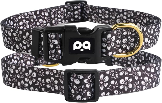 QQPETS Adjustable Soft Dog Collar: Print Flower Pink Multicolor Cute Patterns - Image 7
