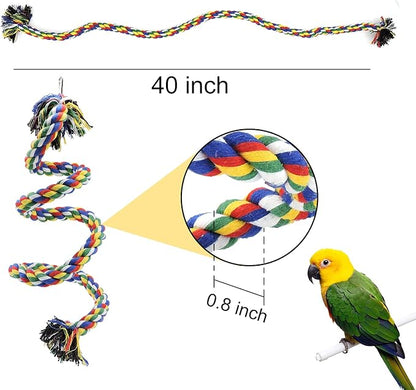 WishLotus Bird Perches, Parrot Colorful Climbing Rope Swing Toys Parrot Stand - Image 3