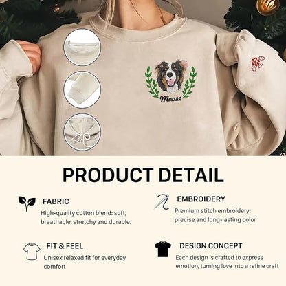 VIOLAVA Custom Cat Embroidered Christmas Sweatshirt – Personalized Pet Name - Image 4