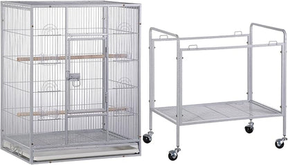 SUPER DEAL 53-Inch Rolling Bird Cage Large Wrought Iron Cage - Image 6