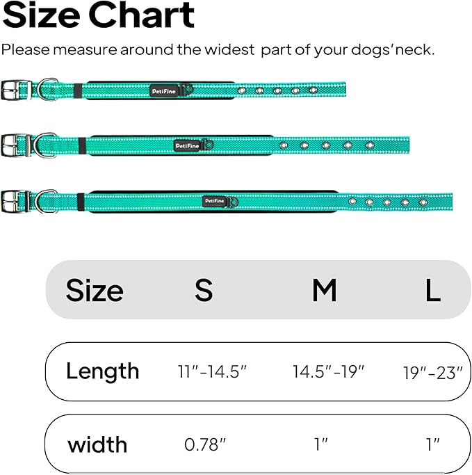 PetiFine Dog Collars for Small Dogs, Neoprene Padded Dog Collar, Reflective - Image 7