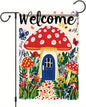 Mushroom House Garden Flag 12x18 Inch Welcome Yard Banner Whimsical Fairy Tale by StarlitPatio